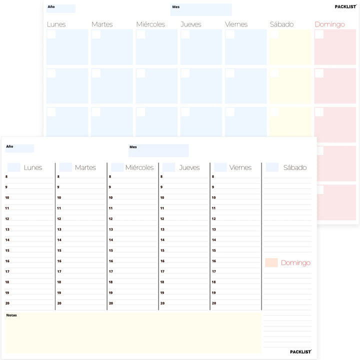 Planificador Semanal + Planificador Mensual - Pack de 2 planners Organizador A4, Planning de Escrito