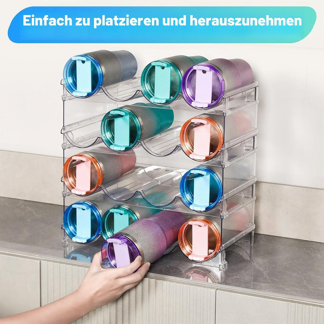 4 Etagen Stapelbares Flaschenregal Weinregal Flaschenhalter für 16 Flaschen, 39 x 21cm Kunststoff Wa