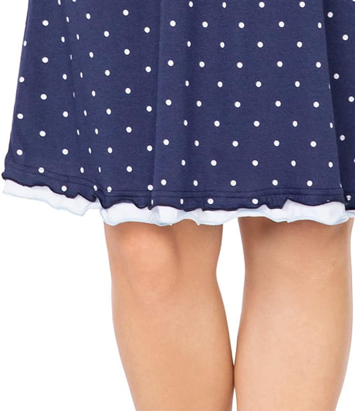 e.FEMME Damen Nachthemd Marion 333, Langarm, aus 50% Baumwolle und 50% Modal Marine Gepunktet 38, Ma