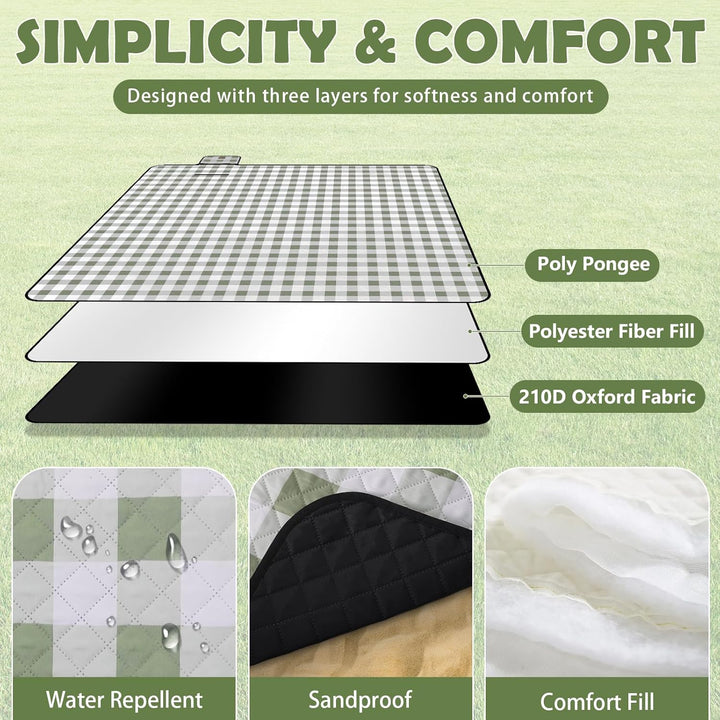 Picknickdecke wasserdicht, Extra grosse Picknickmatte 200x200 cm, sandabweisend waschbar Camping Str