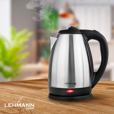 Lehmann LHOEK-2220D Wasserkocher Edelstahl 1,8 L, leistungsstarker elektrischer Wasserkocher 2200W,