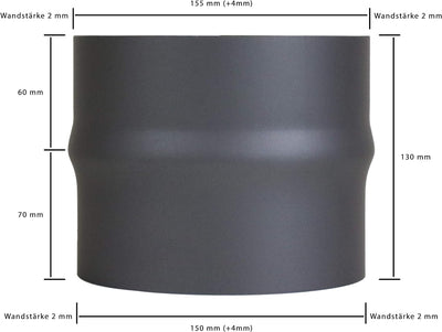 LANZZAS Ofenrohr Erweiterung von 150 mm auf 160 mm, Farbe: gussgrau, (im Durchmesser Ø 150 mm) - wei