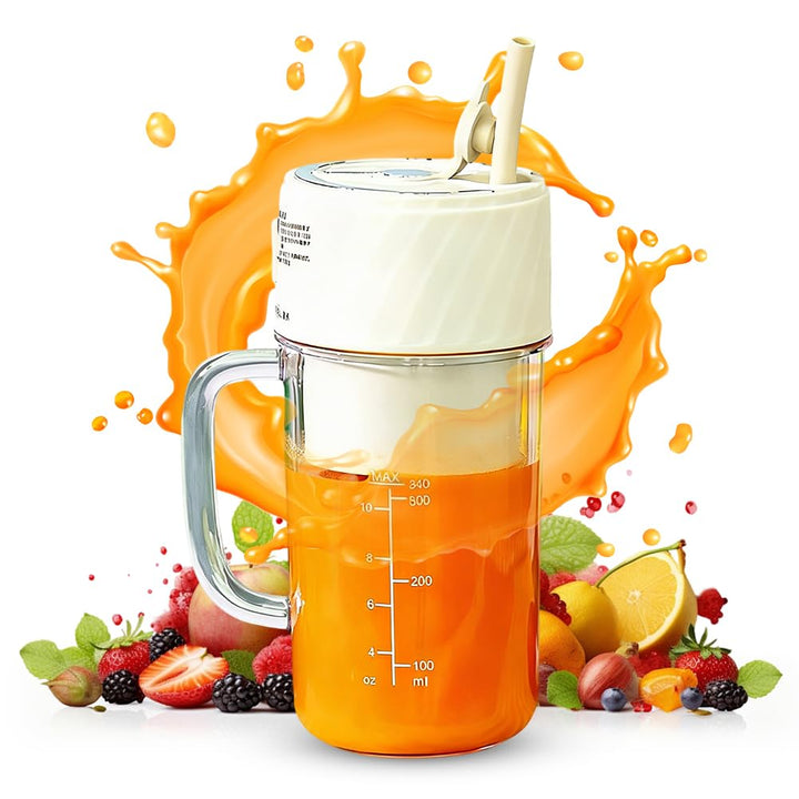 Tragbarer Smoothie Maker to go, 340ML Mini Mixer für Shakes & Smoothies, 21.000 U/min mit 6 Edelstah