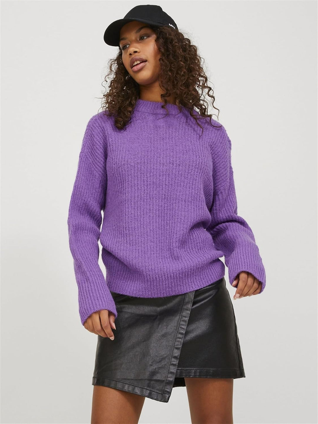 Damen Jxember Ls Fluffy Crew Neck Knit Noos Pullover, Royal Lilac