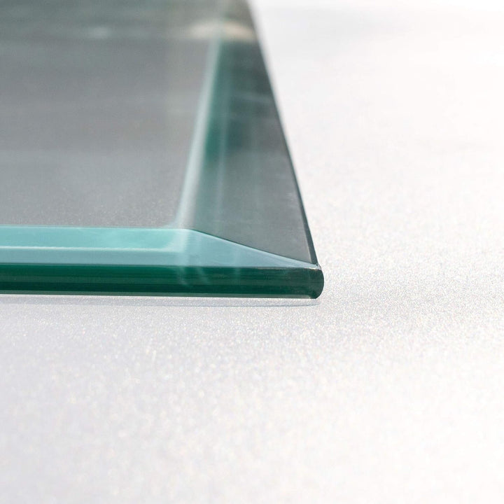 Glas Bodenplatte Funkenschutz Viereck Form mit Halbkreis 100x120cm 6mm Stärke mit Silikon Schmutzlip