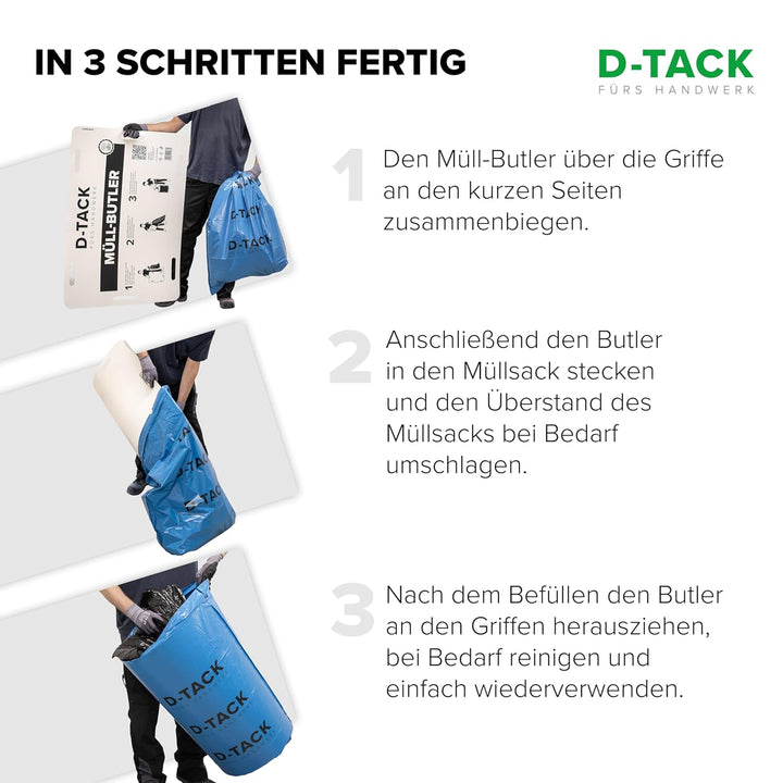 D-TACK Müll-Butler für 120–240l Müllsäcke | Stabiler Sackhalter zum Aufstellen & Befüllen | 110 x 75