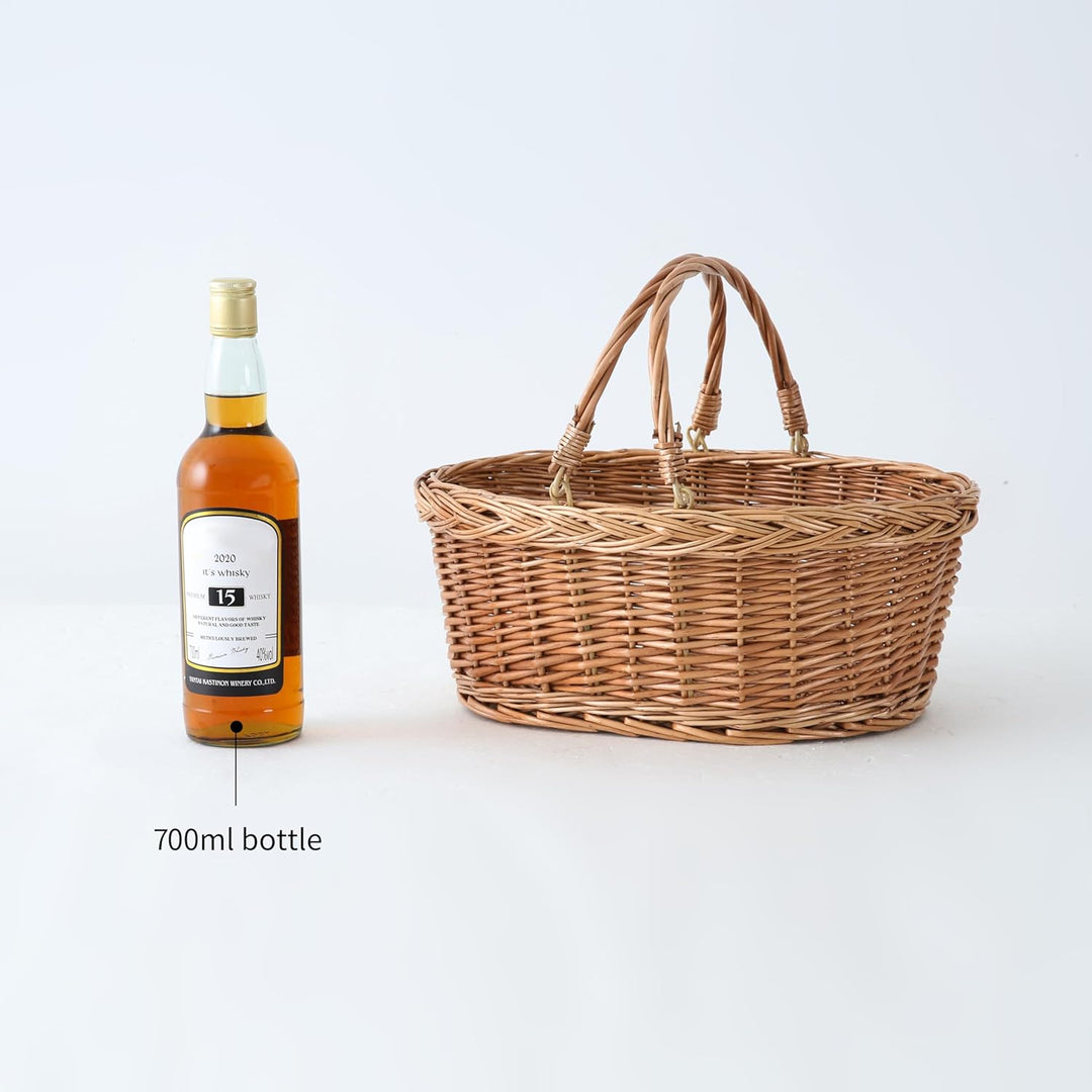Picknickkorb aus Weide mit Griff, Einkaufskorb, Naturbraun 11.8 inches x 15.7 inches x 5.9 inches, 1