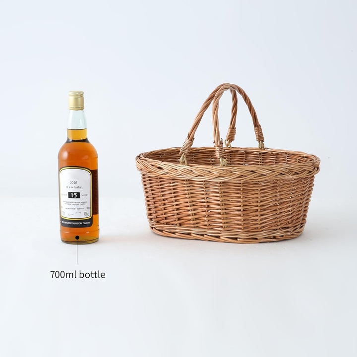 Picknickkorb aus Weide mit Griff, Einkaufskorb, Naturbraun 11.8 inches x 15.7 inches x 5.9 inches, 1