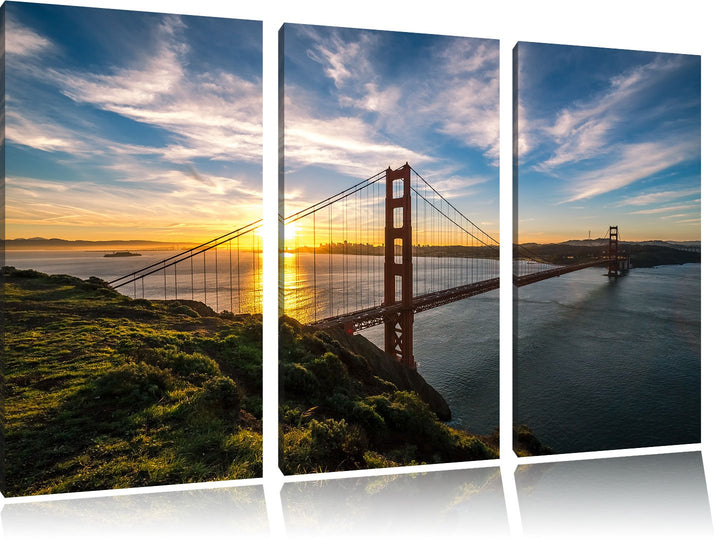 Pixxprint Golden Gate Bridge als Leinwandbild 3 teilig/Grösse: 3 Teilig (120x80) / Wandbild/Kunstdru