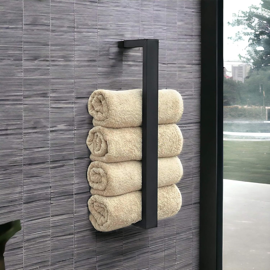 DanDiBo Handtuchhalter Metall Schwarz Wand Handtuchhaken 96499 Schmal Handtuchleiste Hakenleiste Mod