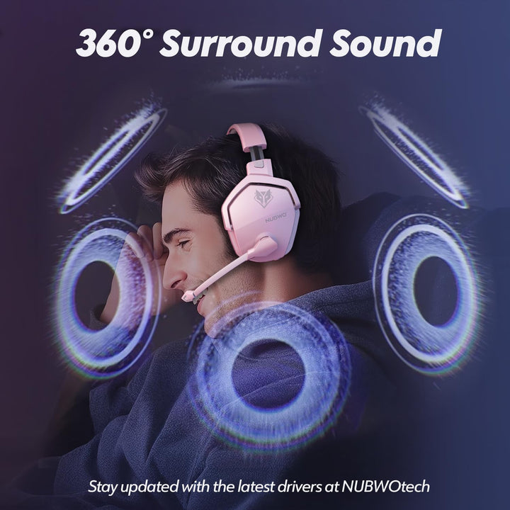 NUBWO G06 Wireless Gaming Headset für PS5, PS4, PC, Rauschunterdrückung über Ohr-Gaming-Kopfhörer mi