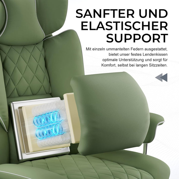 GTPLAYER Gaming Stuhl, Bürostuhl mit Taschenfeder-Lendenwirbelstütze, breiter Büro-Computersessel mi