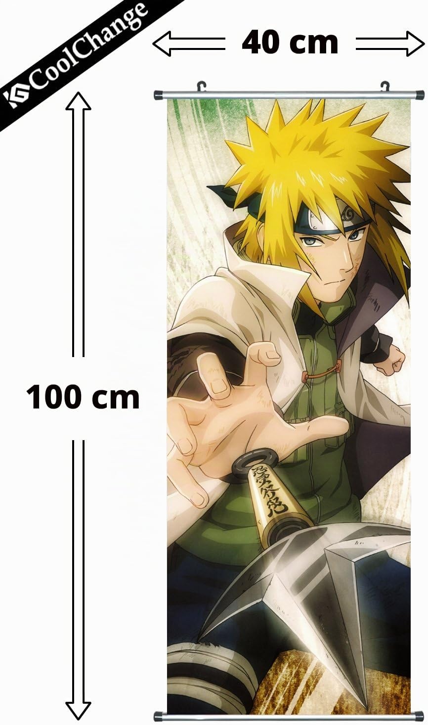 CoolChange Grosses Naruto Rollbild/Kakemono aus Stoff Poster, 100x40cm, Motiv: Minato Namikaze, Mina