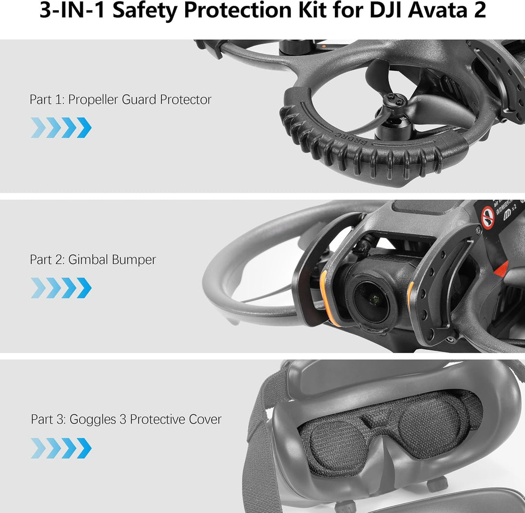 FPVtosky 3-IN-1 Schutz Zubehör für DJI Avata 2, Propellerschutz + Linsenschutz + Objektivschutzabdec