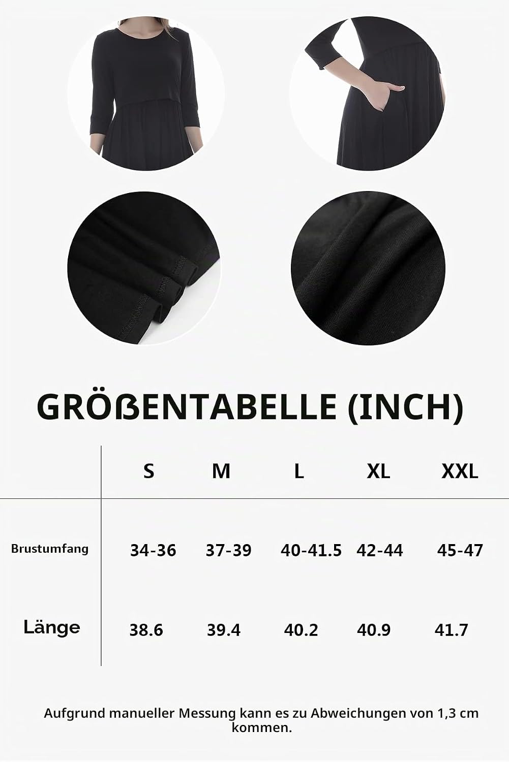 Smallshow Damen Schwangerschaftskleid Umstandsmode Kleide Umstandskleide Stillkleide Schwarz S, Schw