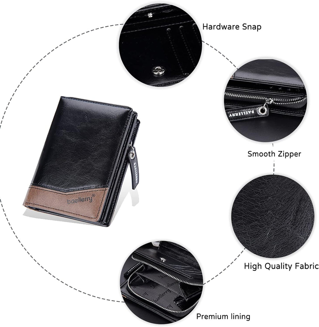 PORRASSO Herren Geldbörse Geldbeutel Kreditkartenetui Leder Brieftasche Wallet Kartenetui Bifold Por