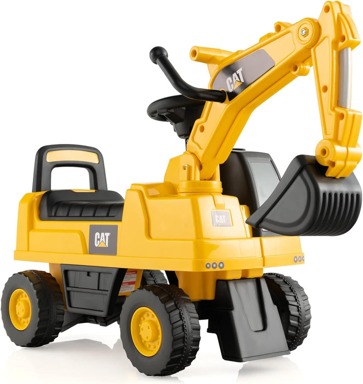 DREAMADE Sitzbagger, Bagger mit Lenkbarer Schaufel & Hupe, Rutschauto mit Stauraum unter Sitz, Aufsi