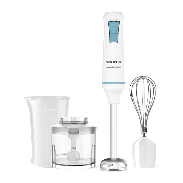 Taurus – Handmixer Robot 1000 Plus Edelstahl| 2 Geschwindigkeitsstufen + Turbo| Edelstahlklingen| Sp