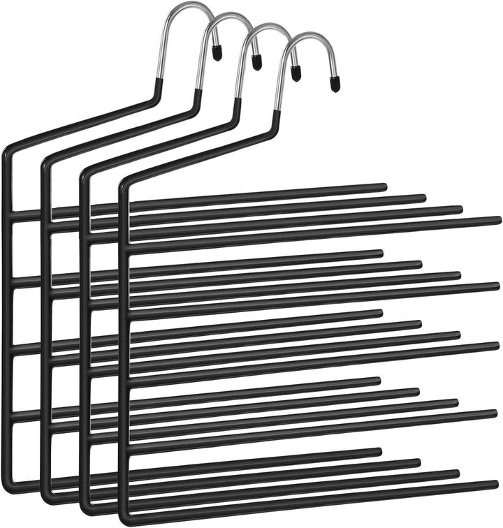 SONGMICS HosenbÜgel platzsparend, 4er Set, Mehrfach-KleiderbÜgel, offenes Ende, rutschfest, fÜr je 5