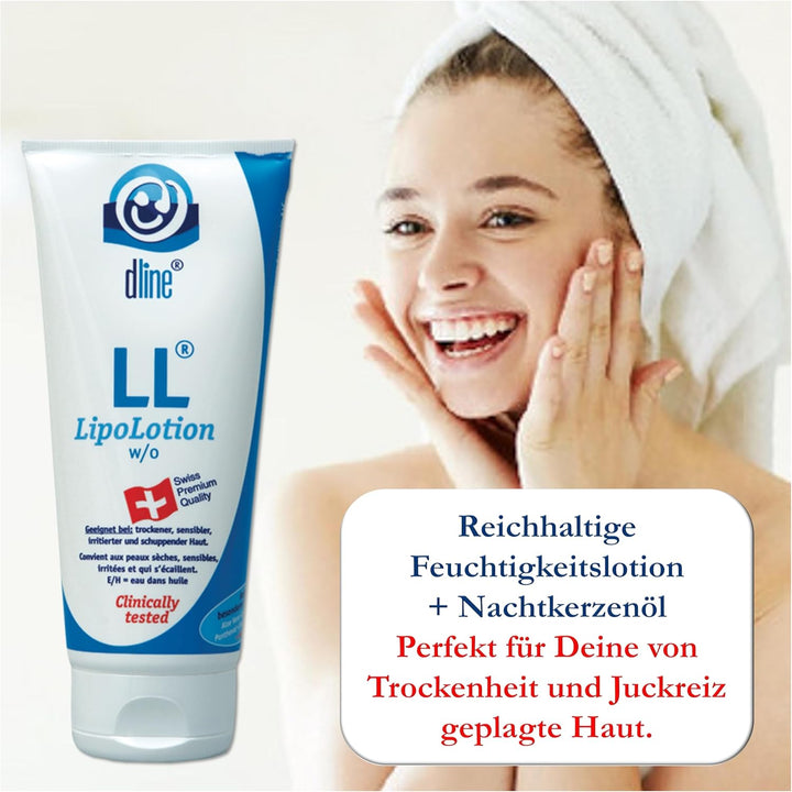 dline LL-LipoLotion | Nachtkerzenöl Bodylotion vom Pflegeprofi | 200ml Tube | Feuchtigkeitscreme für