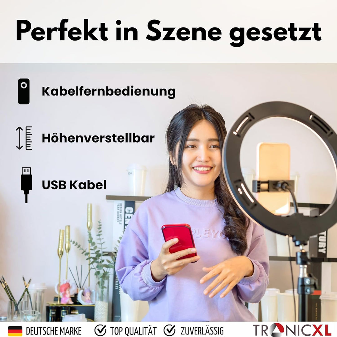 RGB LED Ringlicht USB mit 210cm Stativ gross + Ring Light mit Smartphone Halterung Tripod Beauty Lic