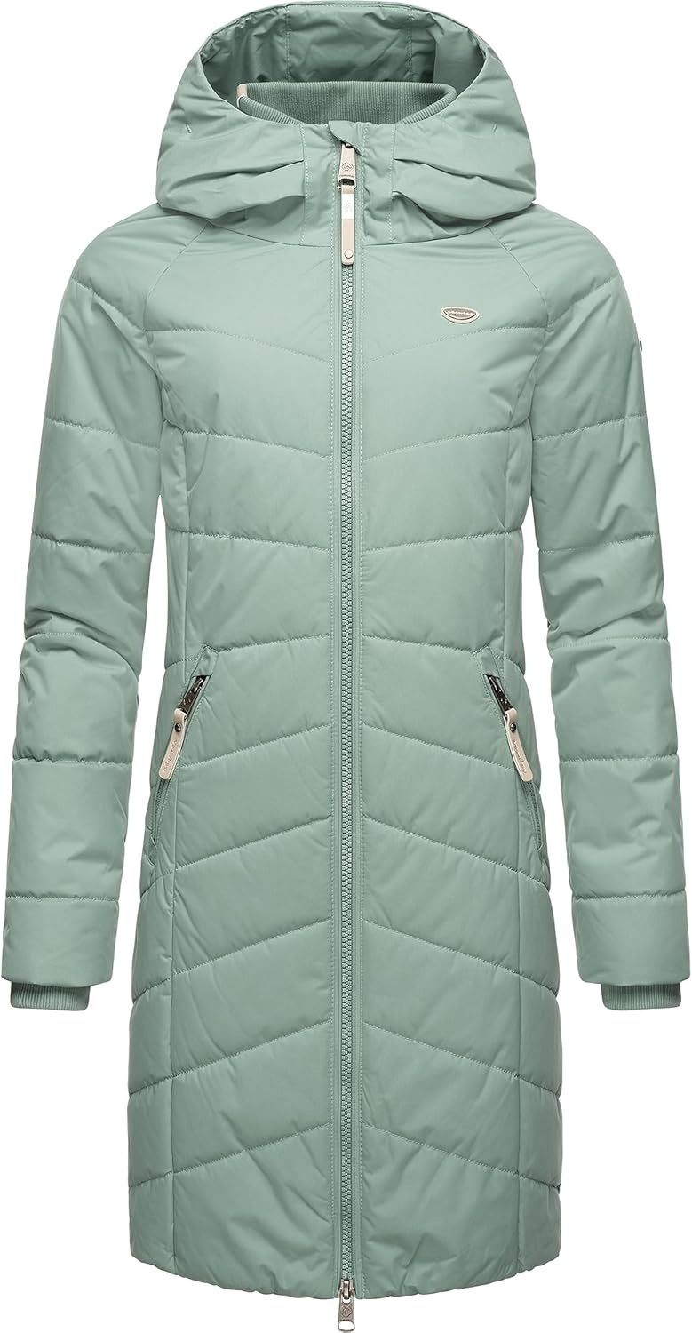 Ragwear Damen Wintermantel warmer Steppmantel lang mit Kapuze Dizzie Coat XS-6XL S Dusty Green23, S