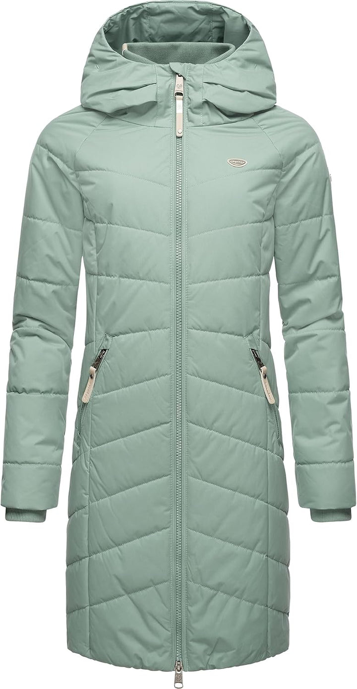 Ragwear Damen Wintermantel warmer Steppmantel lang mit Kapuze Dizzie Coat XS-6XL S Dusty Green23, S