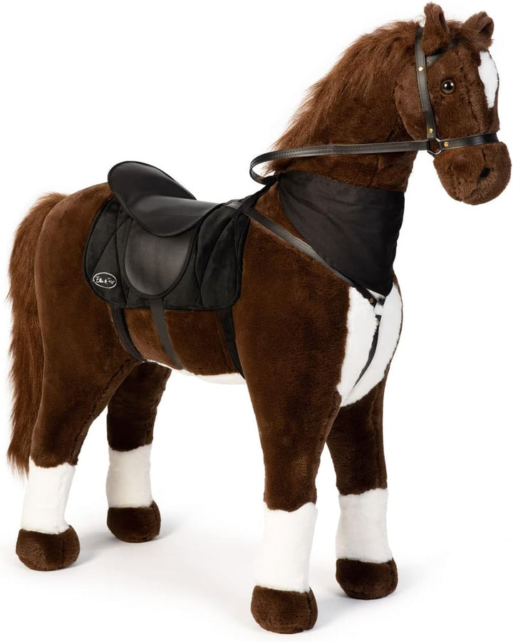 ELLA & PIET® Grosses XXL Stehpferd Orlando mit Sattel (Braun-Schwarz) Standpferd Pferd Reitpferd