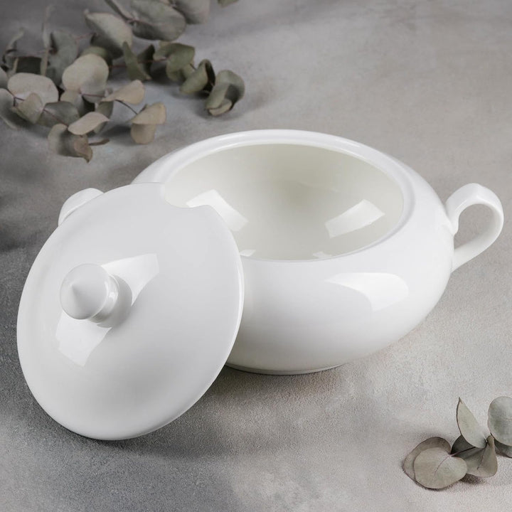 Wilmax - Suppenterrine mit Deckel - 2800ml - Vase aus Porzellan - weiss - Hitzebeständige Terrine -