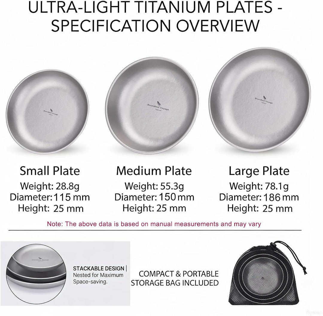 Boundless Voyage Ultraleicht Camping Titan Pan Geschirrplatte mit Tragetasche Outdoor Titan Geschirr