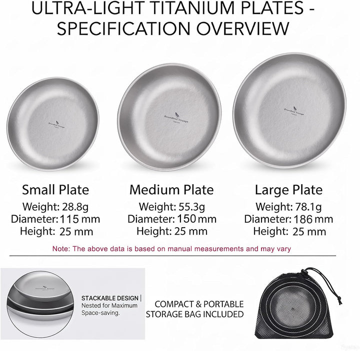 Boundless Voyage Ultraleicht Camping Titan Pan Geschirrplatte mit Tragetasche Outdoor Titan Geschirr
