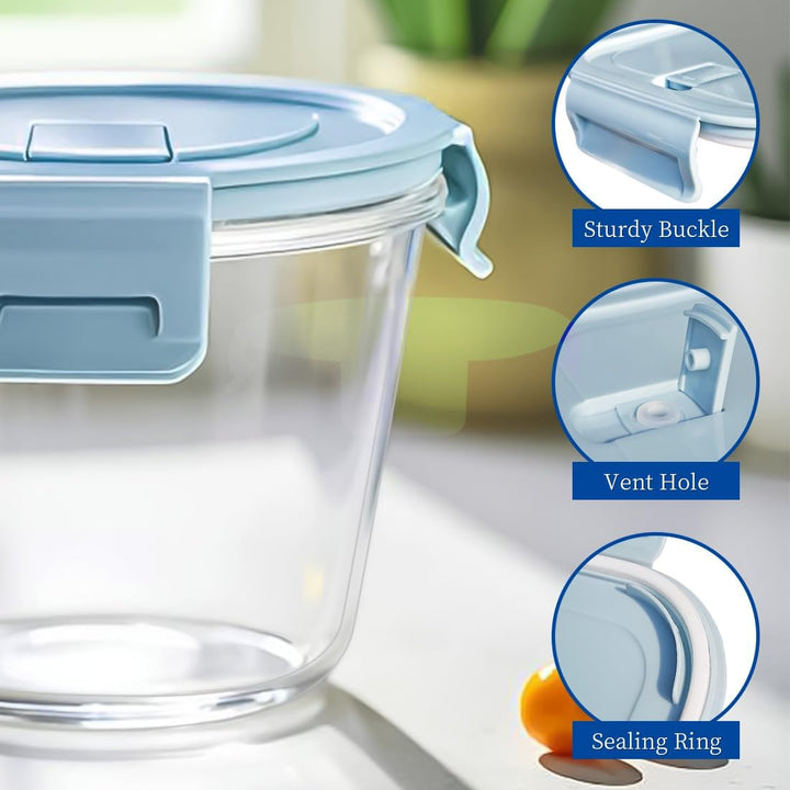 S.ROKE TTAN 710ml Glas Lebensmittelbehälter, Glas Suppe Behälter, Runde Glas Lebensmittelbehälter &