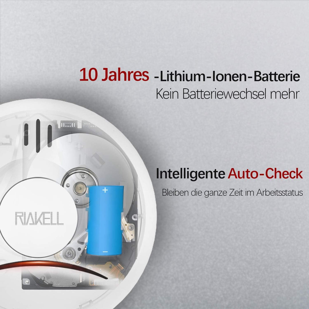 RIAKELL Rauchmelder 1er Set, Feuermelder 10 Jahre Batterie, 85 dB Horbarer Alarm, 14604 geprufter, F