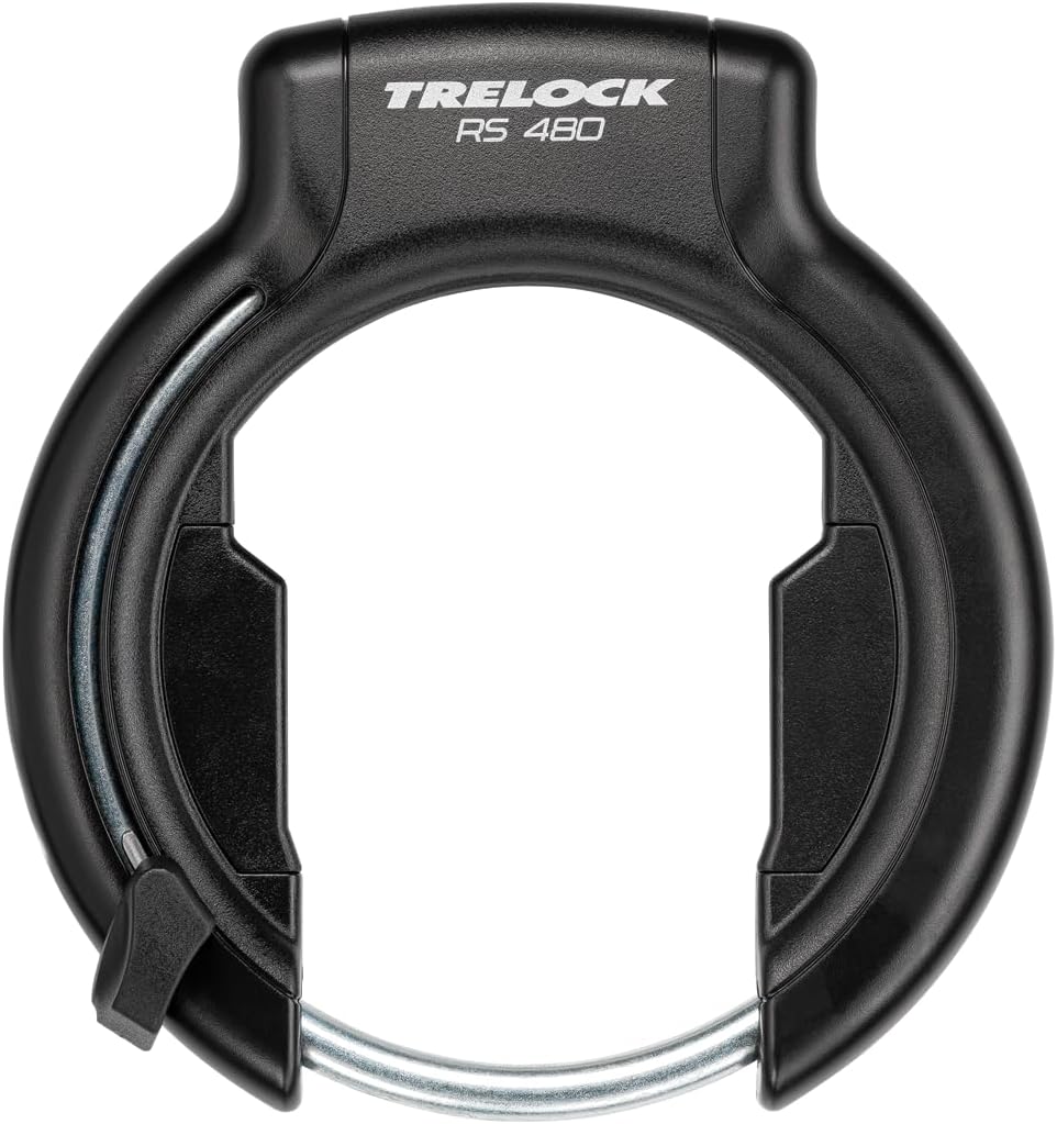 TRELOCK Rahmenschloss RS 480 AZ + Einsteckkette ZR 355 100/6 mit Satteltasche – 70,7 mm breite Öffnu