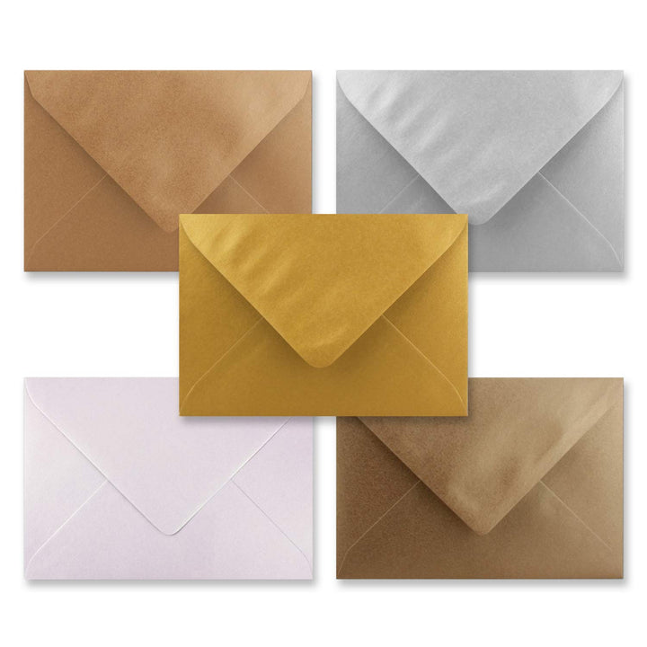 250x Umschlagpaket - DIN C6 - ca. 11,4 x 16,2 cm - die Glänzenden - 5 Farben je 50 Umschläge - 120 g