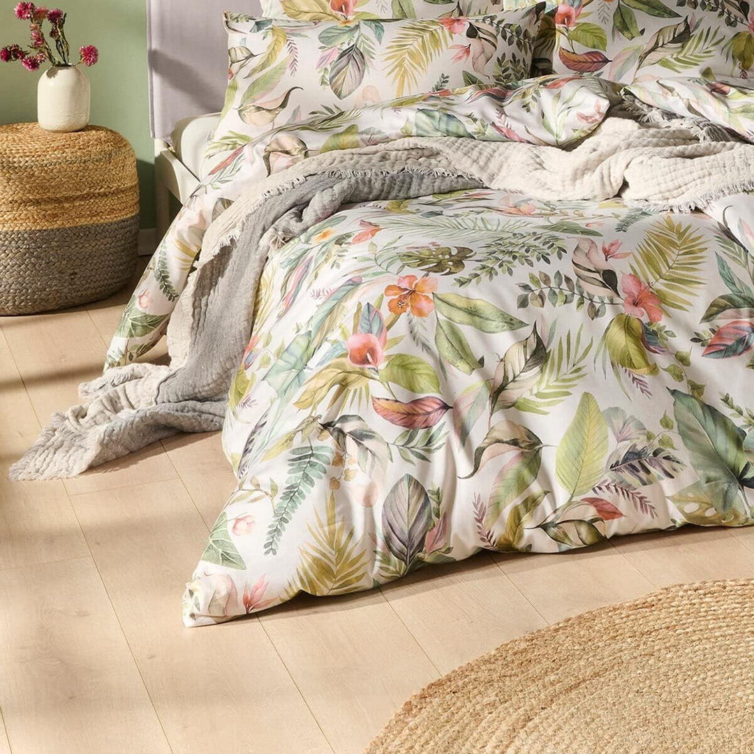 ESTELLA Mako Satin Bettwäsche Benice (grün 915, 1 x 40x80 + 1 x 80x80 + 1 x 155x220 cm) 1 x 40x80 +