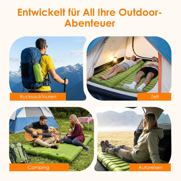 Minthouz Isomatte Camping, Ultraleicht Luftmatratze Camping mit Fusspumpe & Kissen Tragbare Aufblasb