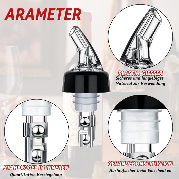 Yeelan 8 Stück 2 cl Flaschenausgiesser Auto-Pour Ausgiesser Dosierausgiesser Bar Portionierer Spirit