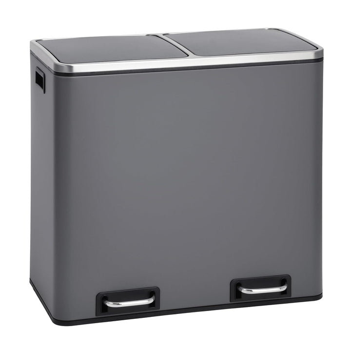 SVITA TM2X24 Treteimer 48 Liter Grau Abfalleimer Mülleimer Design Mülltrennung Papierkorb Küchen-Ord