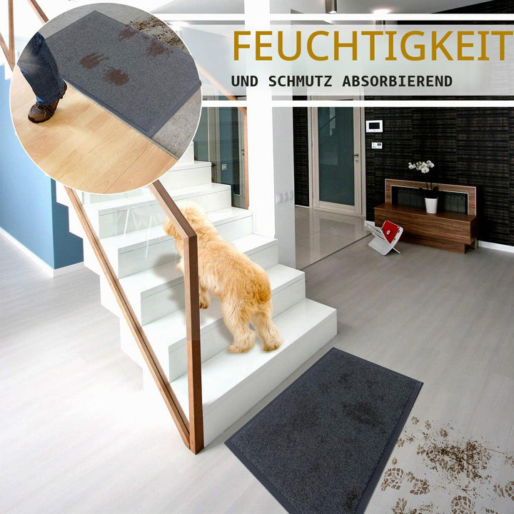 GadHome Fussmatte Anthrazit Grau 90x150 cm|Eingangstürmatte wasserdicht waschbar strapazierfähiger S