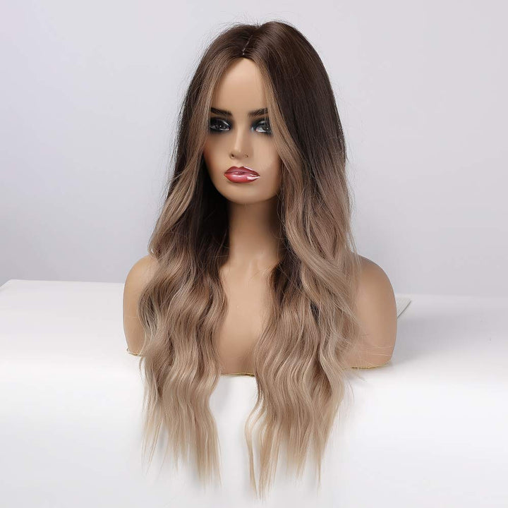 HAIRCUBE omber braune Perücke Mittelscheitel Lange lockige Frauenperücken 24-Zoll-Perücken für Fraue