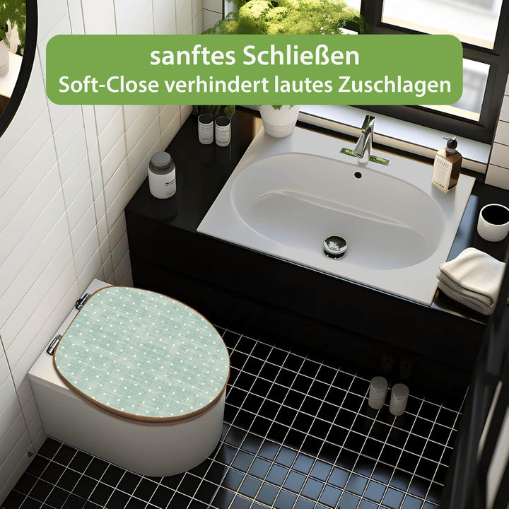 banjado Design WC Sitz Bambus Absenkautomatik 45,8x37,5cm - Toilettendeckel mit Absenkautomatik Holz