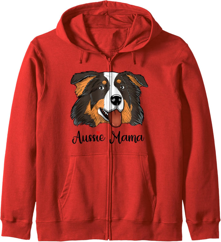 Black Tri Aussie Mama Aussie Hund Australian Shepherd Kapuzenjacke