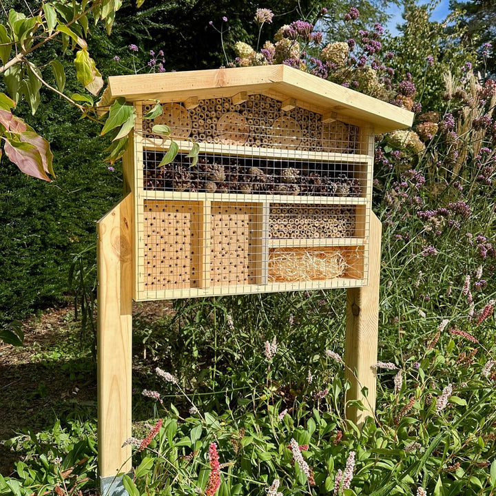 GARTENETAGE XXL Insektenchalet/Bienenhotel Gross zum Aufstellen/Insektenhotel XXL aus Massiv-Holz fü