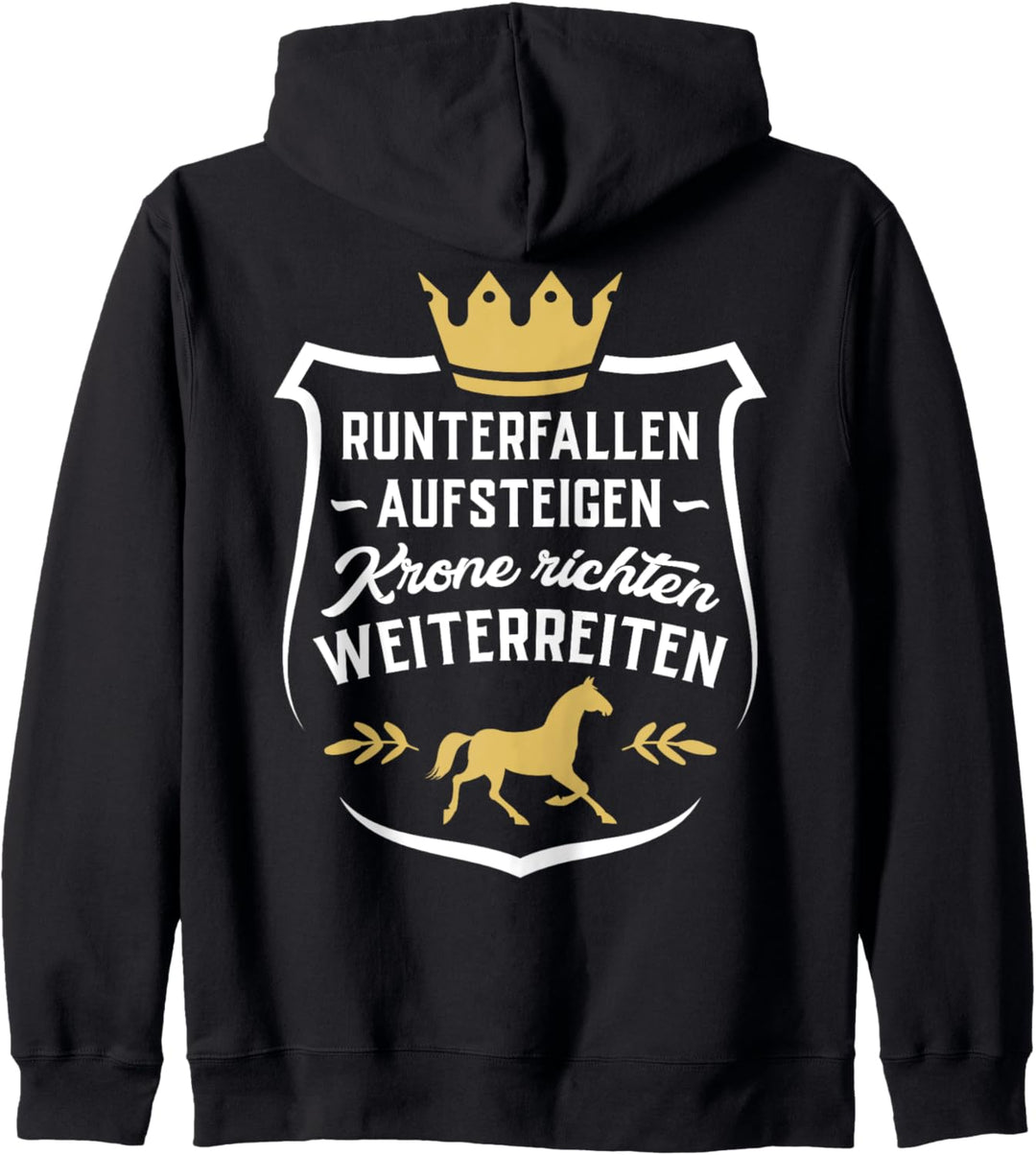 Runterfallen Aufsteigen Krone richten Weiterreiten Reitsport Kapuzenjacke