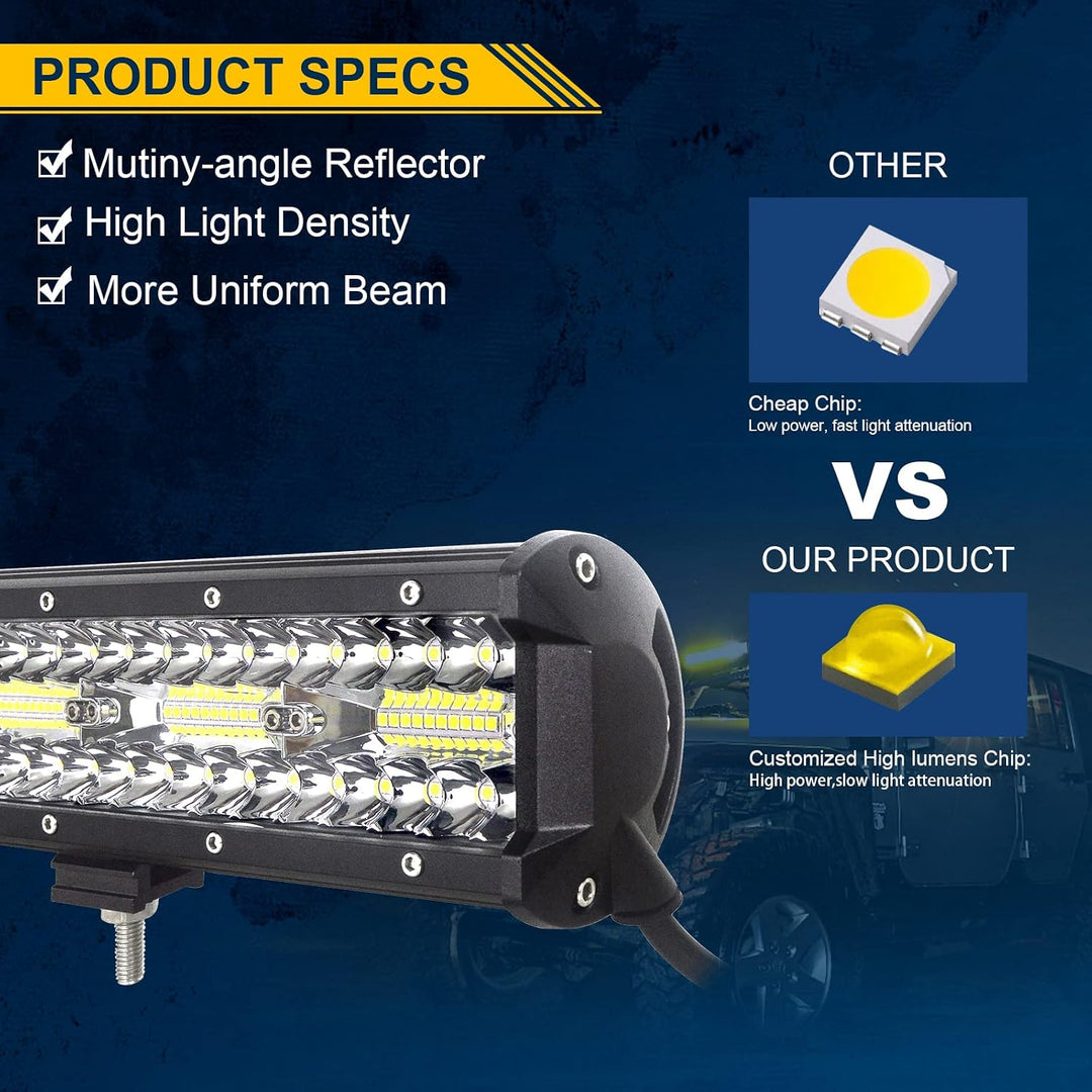 Willpower 17 Zoll 43CM 360W Led Arbeitsscheinwerfer Bar + 4 Zoll 10CM 60W Led Scheinwerfer + Kabelba