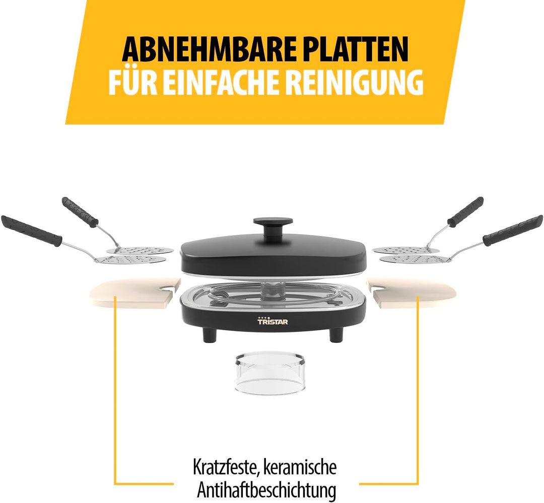 Tristar Pizza Family 4 Pizza Maker, 25x25 cm, 900 W, Für 4 Personen, PFAS-freie Keramikbeschichtung,