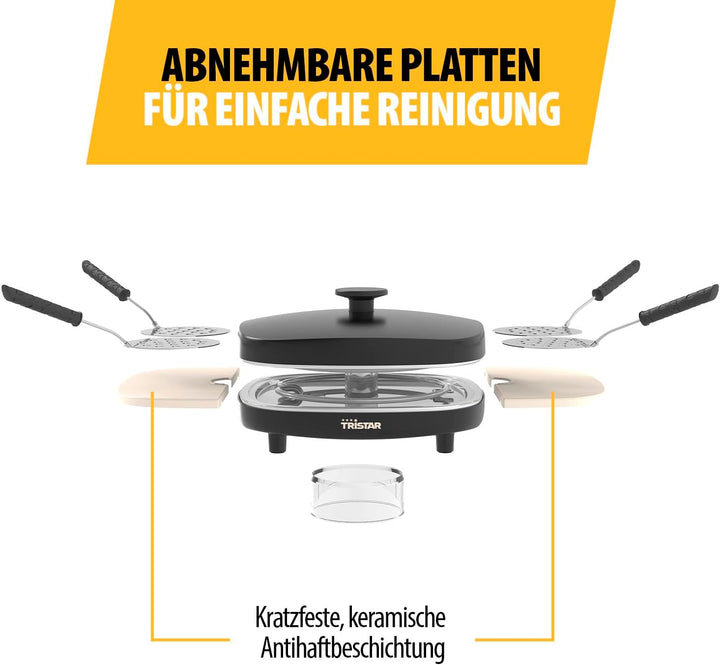 Tristar Pizza Family 4 Pizza Maker, 25x25 cm, 900 W, Für 4 Personen, PFAS-freie Keramikbeschichtung,