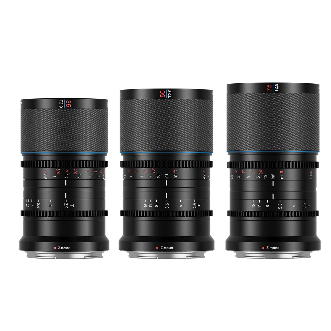 SIRUI Saturn 35 mm, 50 mm, 75 mm Objektiv-Set T2.9 1.6X Vollformat-Kohlefaser anamorphes Objektiv, C