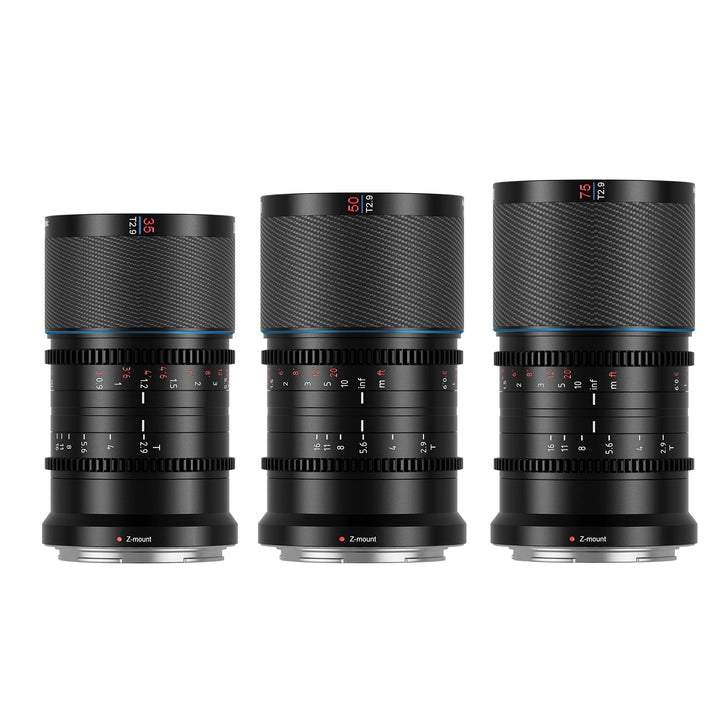 SIRUI Saturn 35 mm, 50 mm, 75 mm Objektiv-Set T2.9 1.6X Vollformat-Kohlefaser anamorphes Objektiv, C